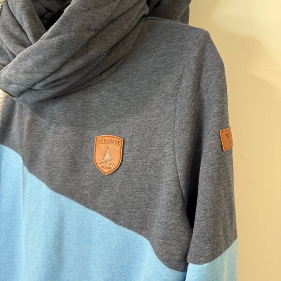 Wanakome Women's Selene Hoodie Sweatshirt Pullover Colorblock Blue Medium - Picture 7 of 7